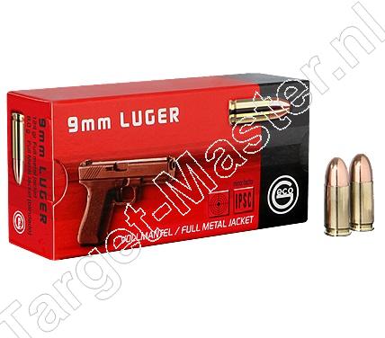 Geco FMJ Munitie 9mm Luger 124 grain Full Metal Jacket verpakking 500
